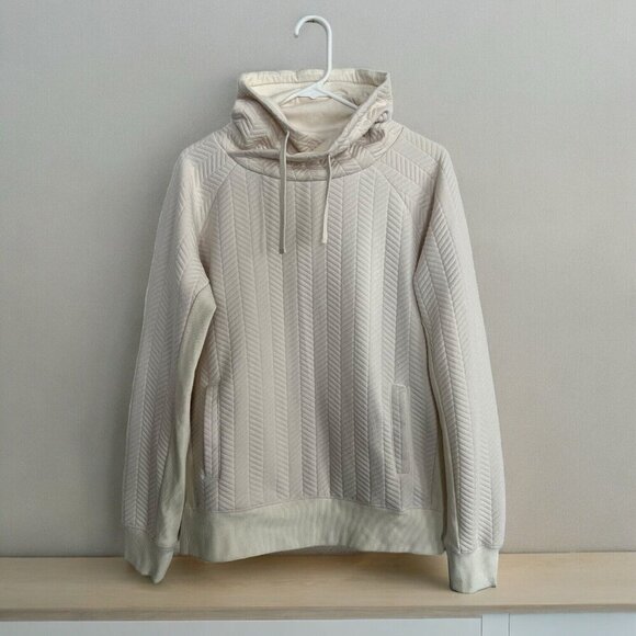 prAna Sweaters - Prana Women's Sweatshirt Size L Cream Funnel Neck Stretch Textured Long Sleeve